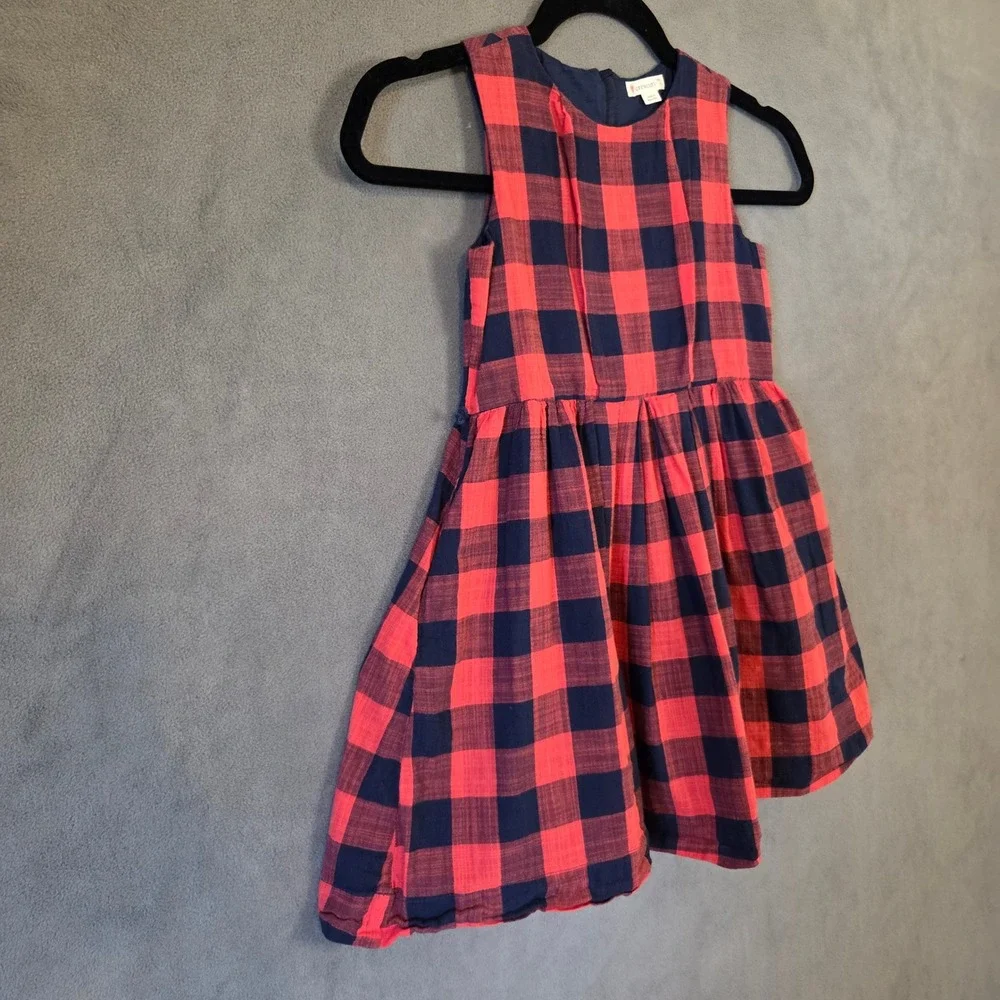 Crewcuts Buffalo Plaid Dress Girl's Size 6 Gingham Cotton Lined Zip Christmas